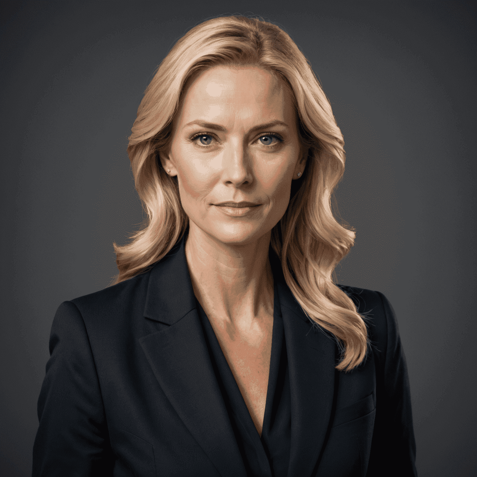 Porträtt av Elsa Bergström, grundare och VD för SceptLux Travel. En elegant kvinna i 40-årsåldern med blont hår och blå ögon, klädd i en stilren svart blazer.